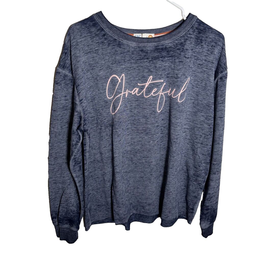C&C California Burnout Tee Women's Medium Grateful Blue Long Sleeve Top